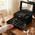 A Luxurious Dark Green Jewelry Storage Box, Designed Specifically Exquisite Three-tiered Drawer-style Jewelry Box