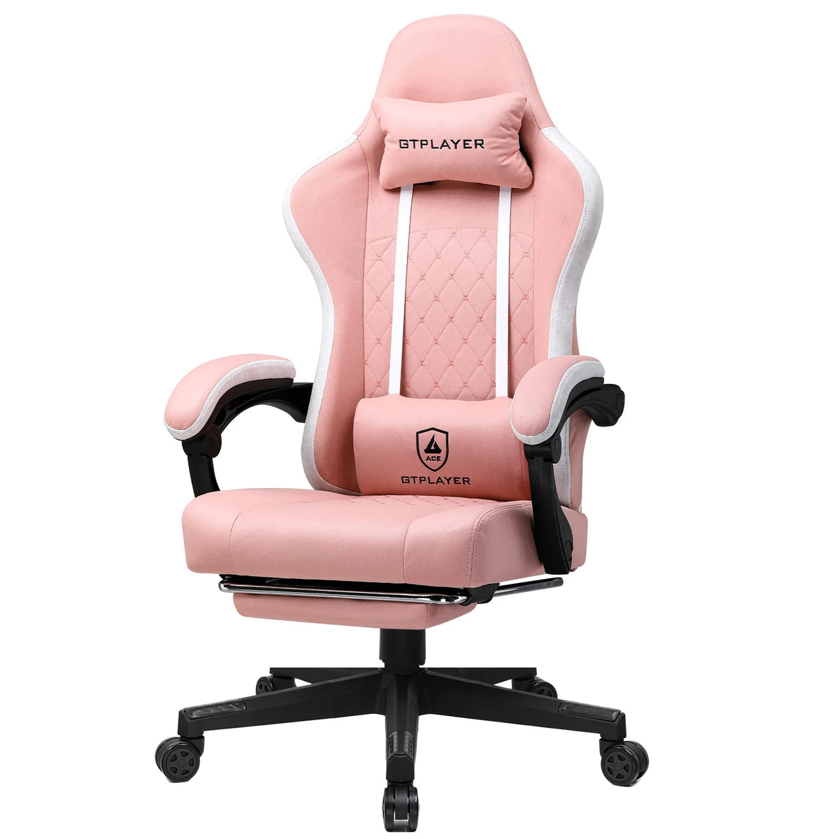 GTPLAYER Gaming Stuhl, ergonomischer Gaming-Sessel, Schreibtischstuhl mit Stoffoberfläche, Federsitzkissen, Verbindungsarmlehnen
