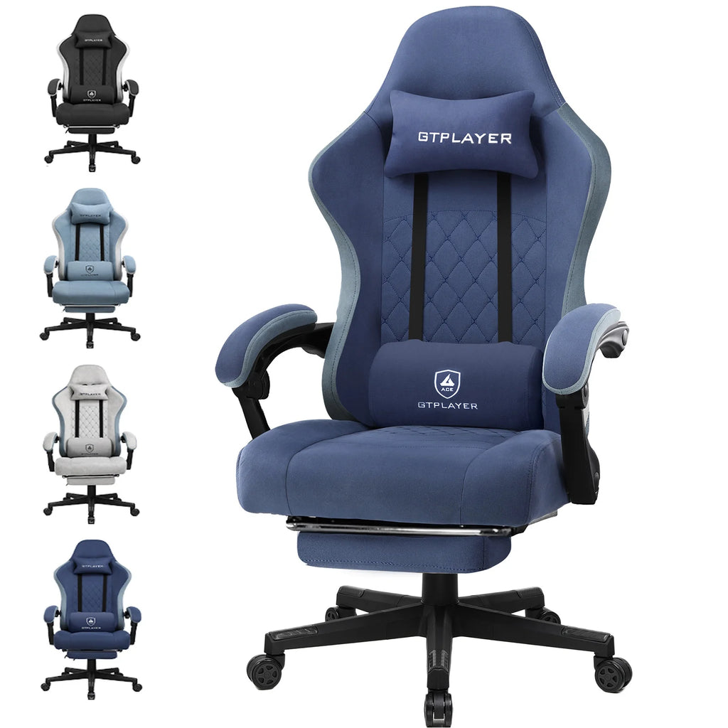 GTPLAYER Gaming Stuhl, ergonomischer Gaming-Sessel, Schreibtischstuhl mit Stoffoberfläche, Federsitzkissen, Verbindungsarmlehnen
