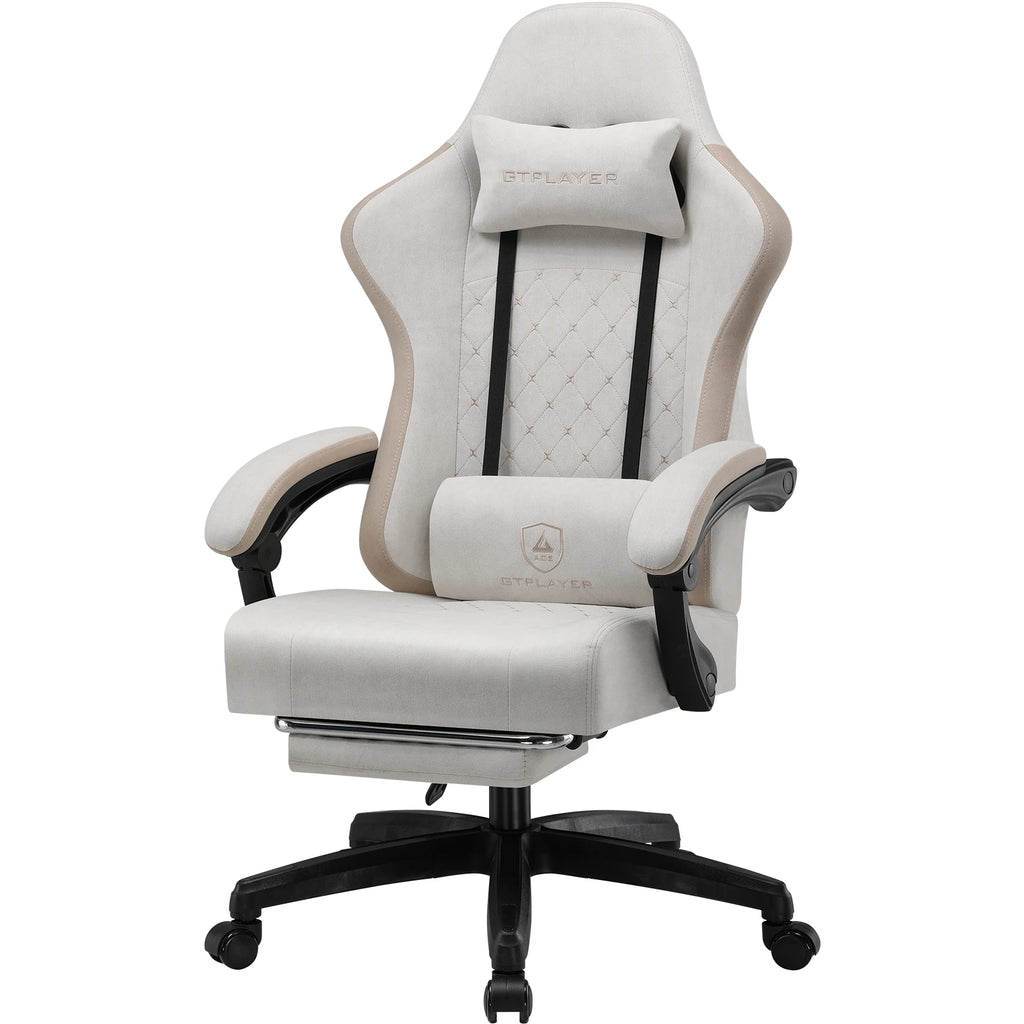 GTPLAYER Gaming Stuhl, ergonomischer Gaming-Sessel, Schreibtischstuhl mit Stoffoberfläche, Federsitzkissen, Verbindungsarmlehnen