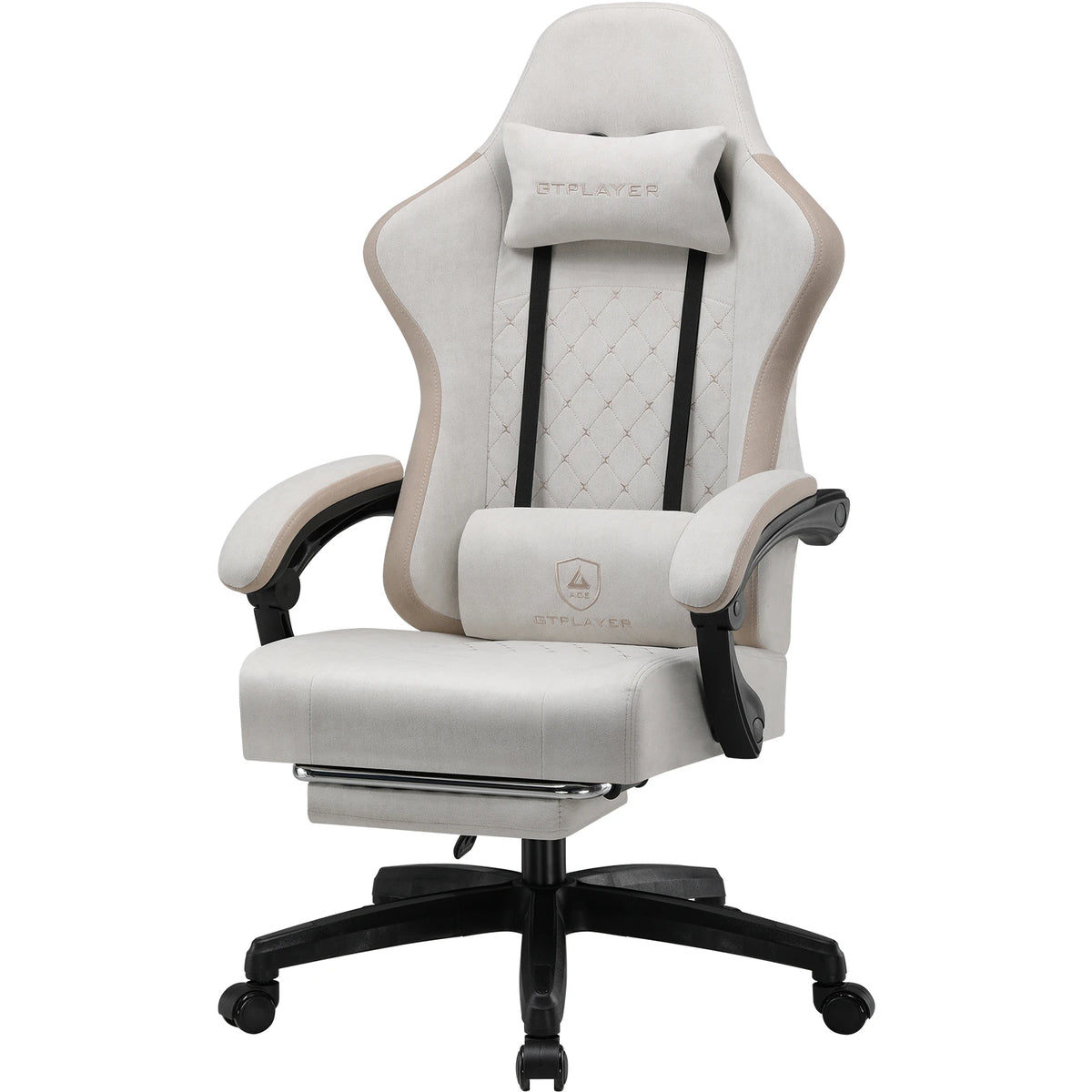 GTPLAYER Gaming Stuhl, ergonomischer Gaming-Sessel, Schreibtischstuhl mit Stoffoberfläche, Federsitzkissen, Verbindungsarmlehnen