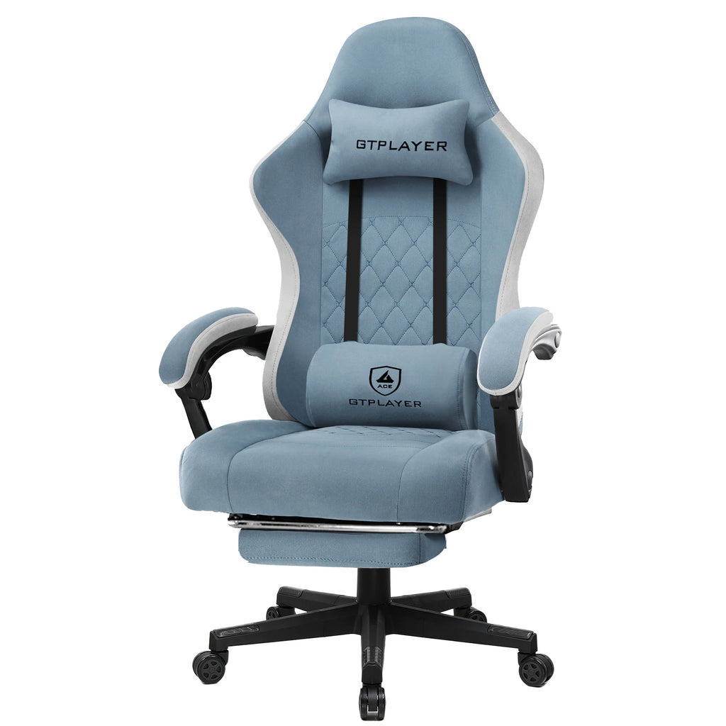 GTPLAYER Gaming Stuhl, ergonomischer Gaming-Sessel, Schreibtischstuhl mit Stoffoberfläche, Federsitzkissen, Verbindungsarmlehnen