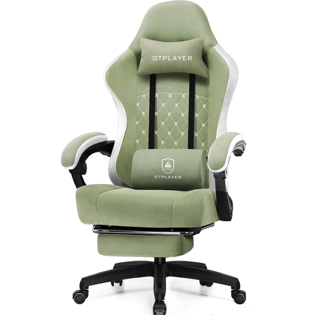 GTPLAYER Gaming Stuhl, ergonomischer Gaming-Sessel, Schreibtischstuhl mit Stoffoberfläche, Federsitzkissen, Verbindungsarmlehnen