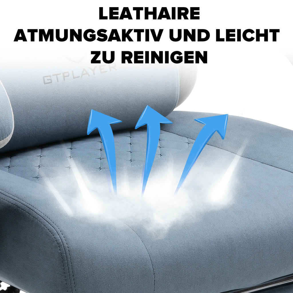 GTPLAYER Gaming Stuhl, ergonomischer Gaming-Sessel, Schreibtischstuhl mit Stoffoberfläche, Federsitzkissen, Verbindungsarmlehnen