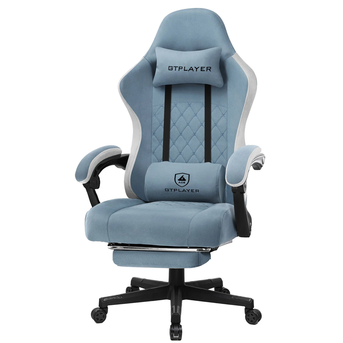 GTPLAYER Gaming Stuhl, ergonomischer Gaming-Sessel, Schreibtischstuhl mit Stoffoberfläche, Federsitzkissen, Verbindungsarmlehnen