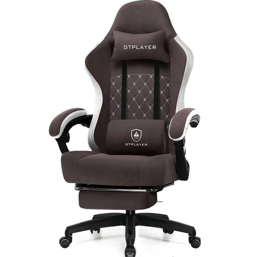 GTPLAYER Gaming Stuhl, ergonomischer Gaming-Sessel, Schreibtischstuhl mit Stoffoberfläche, Federsitzkissen, Verbindungsarmlehnen