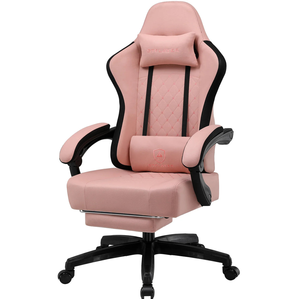 GTPLAYER Gaming Stuhl, ergonomischer Gaming-Sessel, Schreibtischstuhl mit Stoffoberfläche, Federsitzkissen, Verbindungsarmlehnen