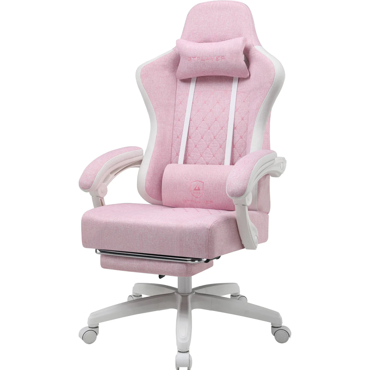 GTPLAYER Gaming Stuhl, ergonomischer Gaming-Sessel, Schreibtischstuhl mit Stoffoberfläche, Federsitzkissen, Verbindungsarmlehnen