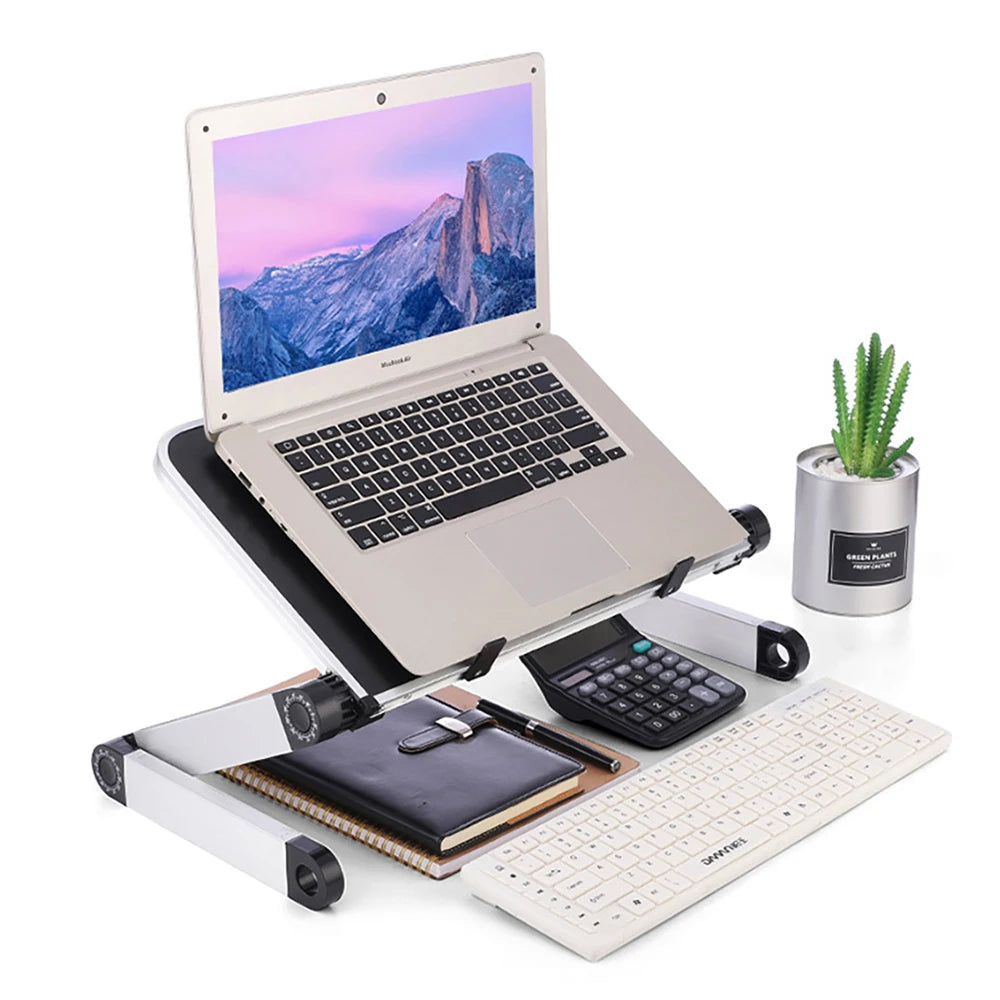 Verstellbarer Laptop-Tischständer Tragbarer ergonomischer Lapdesk aus Aluminium für TV-Bettsofa PC Notebook Tischständer mit Mauspad