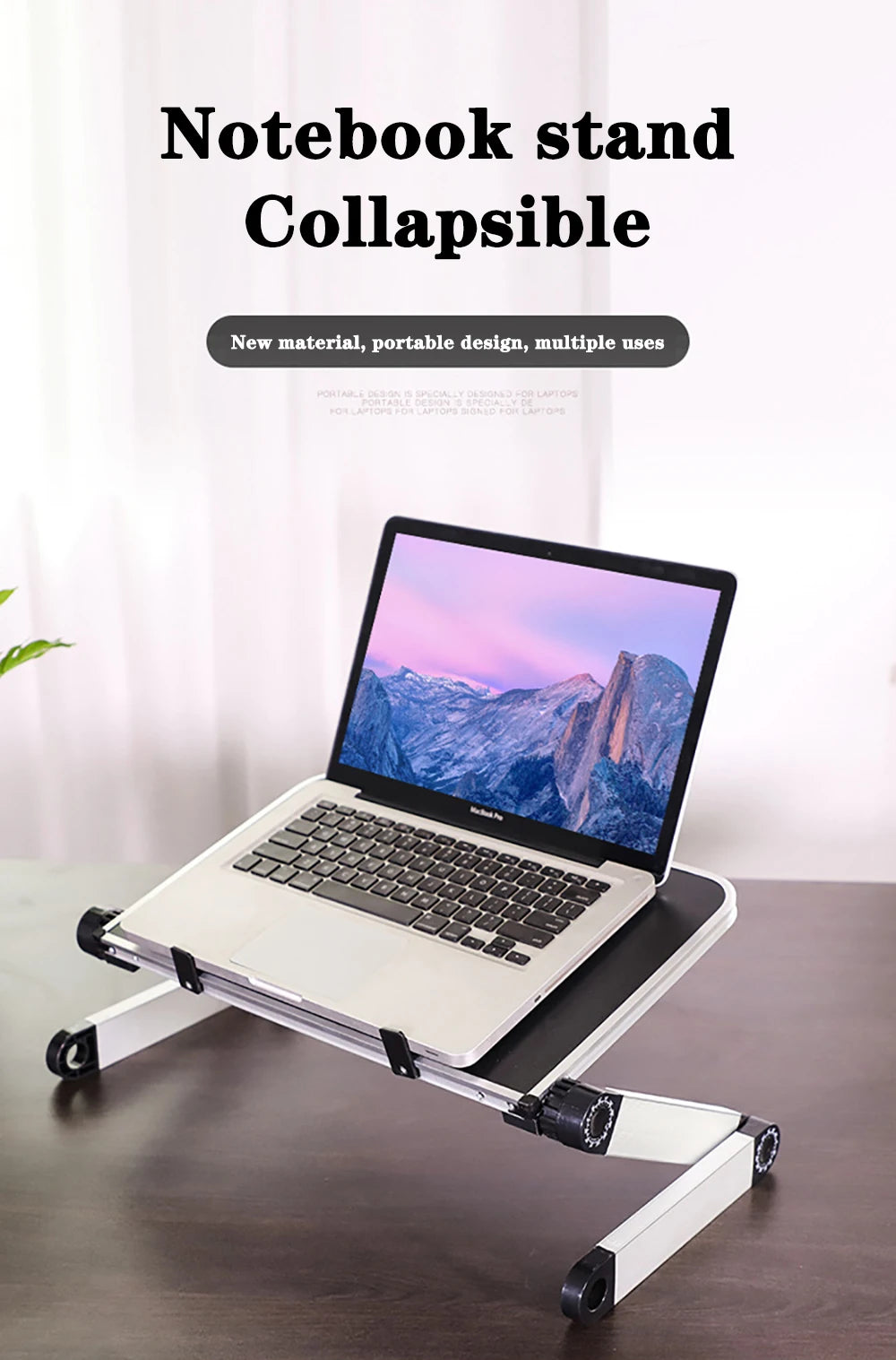 Verstellbarer Laptop-Tischständer Tragbarer ergonomischer Lapdesk aus Aluminium für TV-Bettsofa PC Notebook Tischständer mit Mauspad
