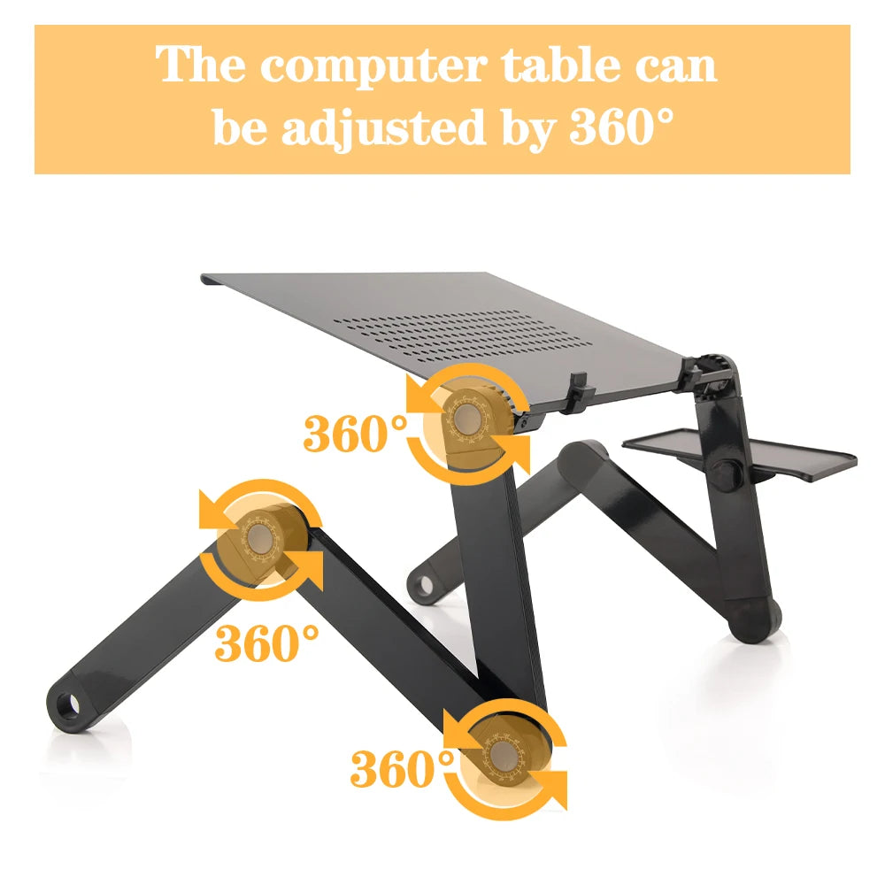 Verstellbarer Laptop-Tischständer Tragbarer ergonomischer Lapdesk aus Aluminium für TV-Bettsofa PC Notebook Tischständer mit Mauspad