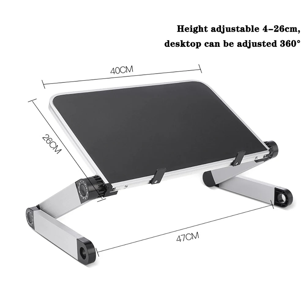 Verstellbarer Laptop-Tischständer Tragbarer ergonomischer Lapdesk aus Aluminium für TV-Bettsofa PC Notebook Tischständer mit Mauspad