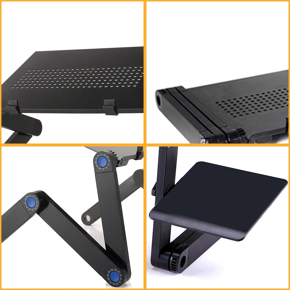 Verstellbarer Laptop-Tischständer Tragbarer ergonomischer Lapdesk aus Aluminium für TV-Bettsofa PC Notebook Tischständer mit Mauspad