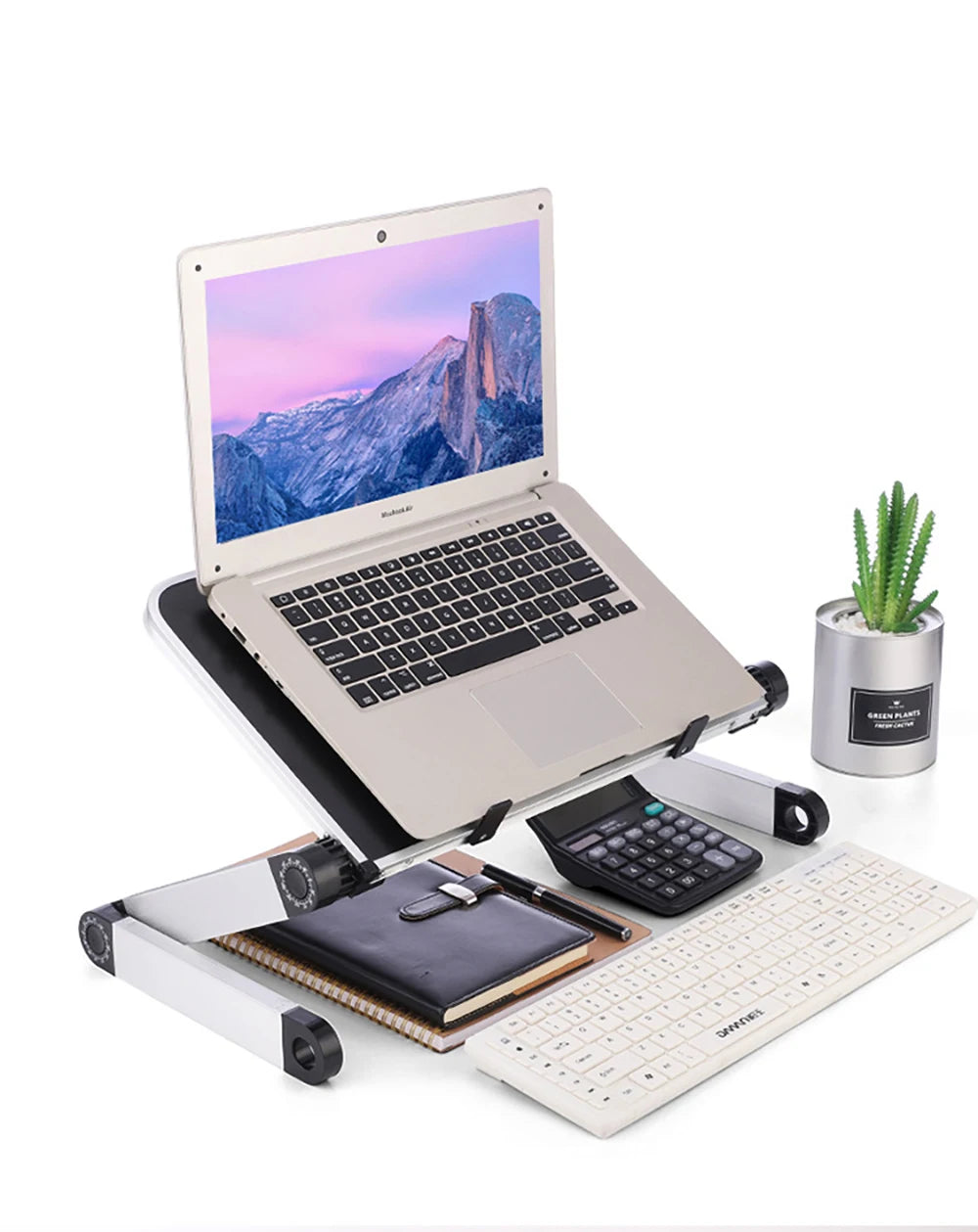 Verstellbarer Laptop-Tischständer Tragbarer ergonomischer Lapdesk aus Aluminium für TV-Bettsofa PC Notebook Tischständer mit Mauspad