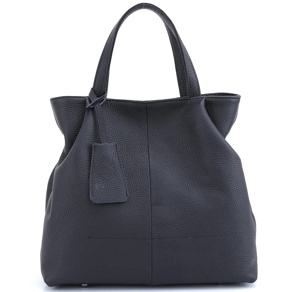 Zency Soft Genuine Leather Handbag Women's Shoulder Bag Winter Fashion Casual Design Shopper Crossbody Large Bucket Tote Bag