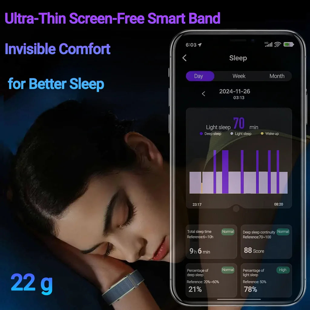 OEM Rugged HRV Smart Armband Anruf-/Nachrichtenbenachrichtigungen Screenloser Fitness-Tracker IP68 Nylon-Silikonarmband Lange Akkulaufzeit