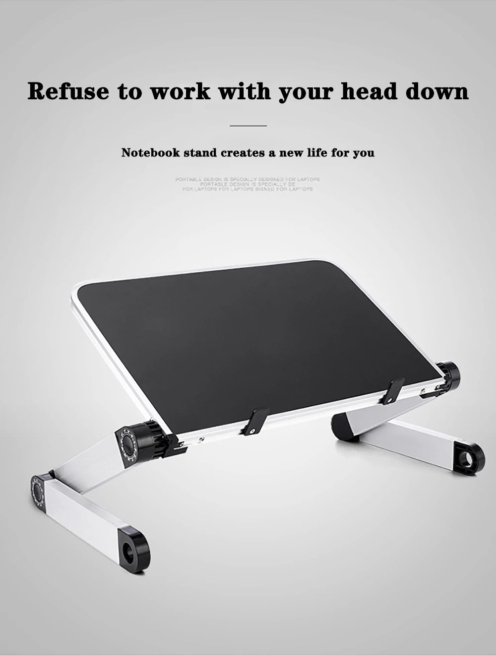 Verstellbarer Laptop-Tischständer Tragbarer ergonomischer Lapdesk aus Aluminium für TV-Bettsofa PC Notebook Tischständer mit Mauspad