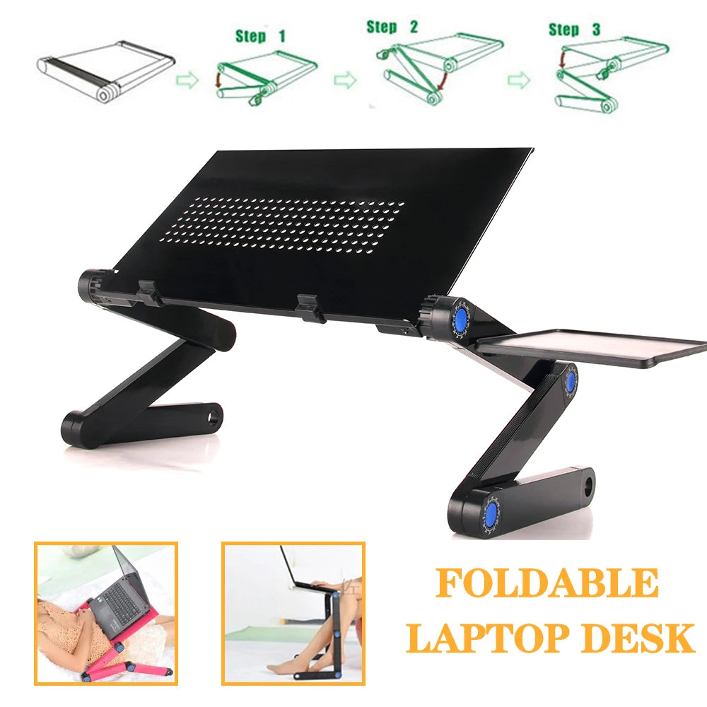 Verstellbarer Laptop-Tischständer Tragbarer ergonomischer Lapdesk aus Aluminium für TV-Bettsofa PC Notebook Tischständer mit Mauspad