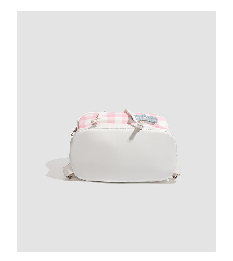 2026 New Summer Style Buttoned Mini Backpack Plaid Small School Bag Cute Backpack for Girls for Going Out