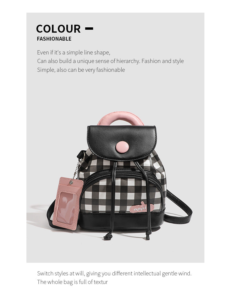 2026 New Summer Style Buttoned Mini Backpack Plaid Small School Bag Cute Backpack for Girls for Going Out
