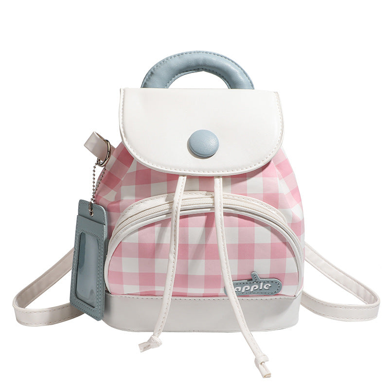 2026 New Summer Style Buttoned Mini Backpack Plaid Small School Bag Cute Backpack for Girls for Going Out