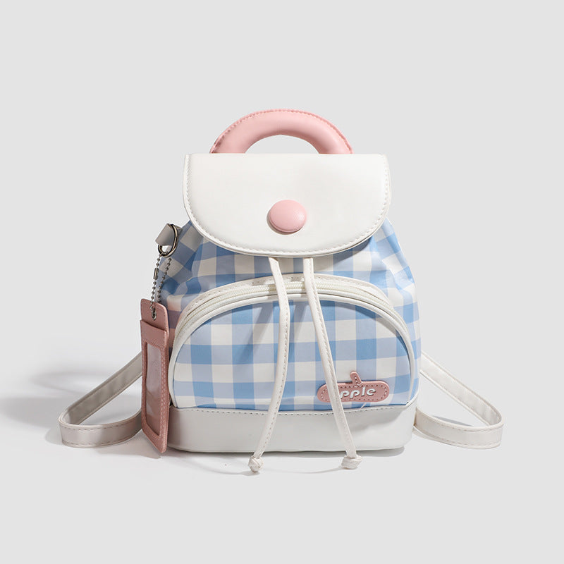 2026 New Summer Style Buttoned Mini Backpack Plaid Small School Bag Cute Backpack for Girls for Going Out