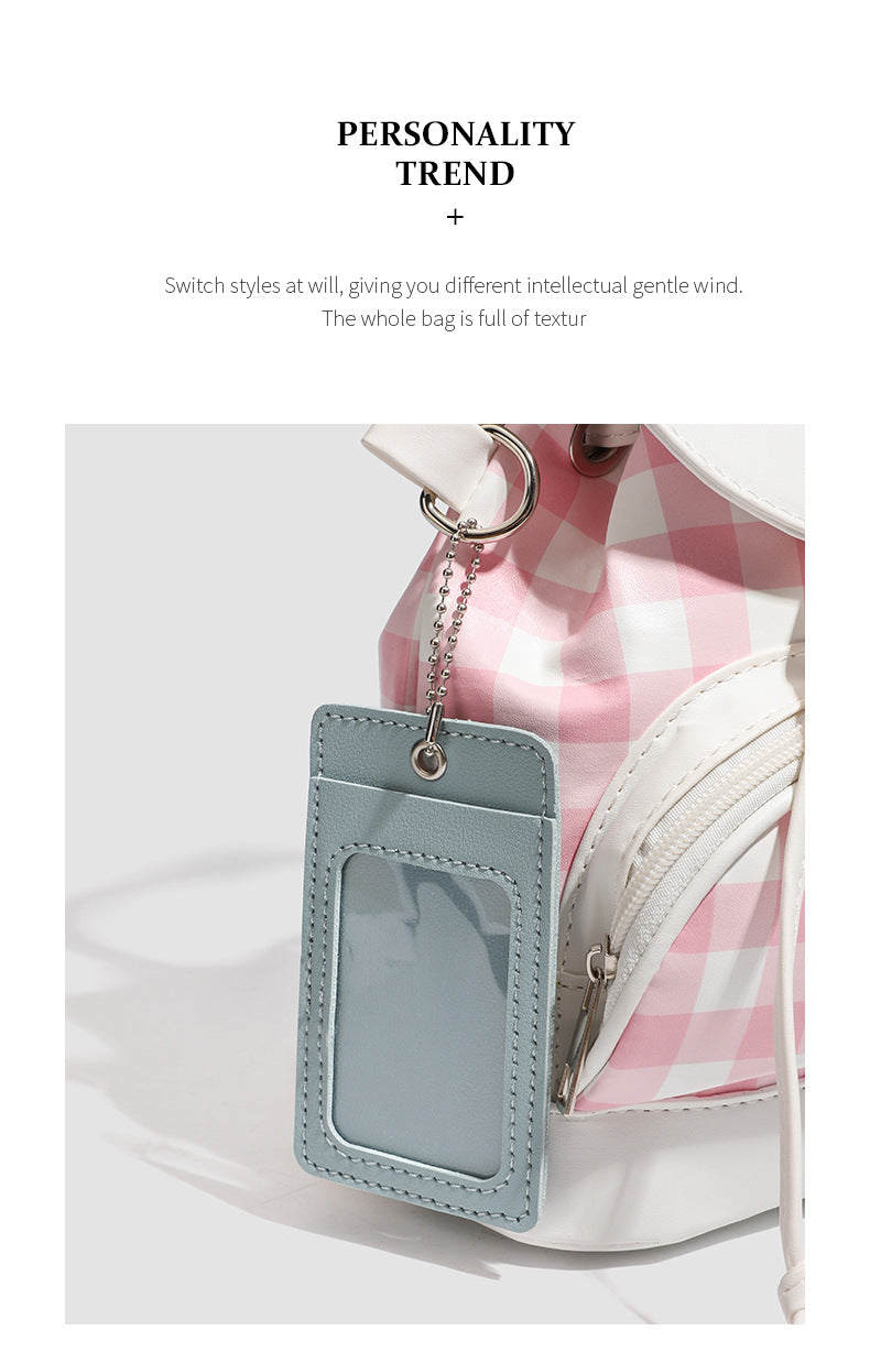 2026 New Summer Style Buttoned Mini Backpack Plaid Small School Bag Cute Backpack for Girls for Going Out