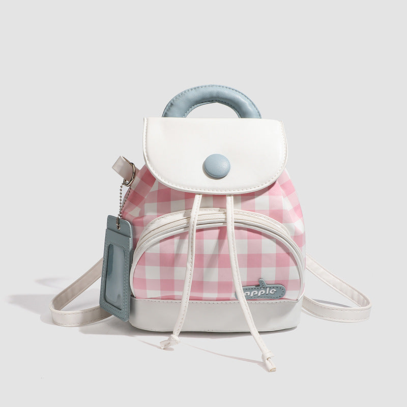 2026 New Summer Style Buttoned Mini Backpack Plaid Small School Bag Cute Backpack for Girls for Going Out