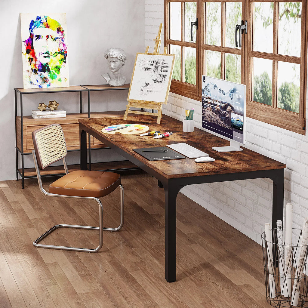 Tribesigns 78,7 Zoll extra langer Computertisch, Schreibtisch für 2 Personen, doppelter langer Schreibtisch, Workstation für Home Office