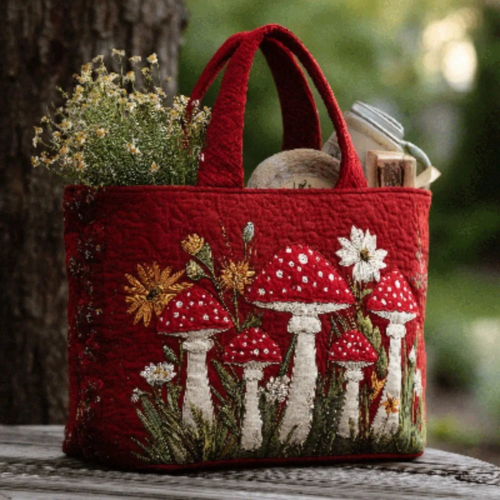 Vintage Quilted Tote Bag Women Lightweight Travel Bag Purse Cotton Shoulder Tote Bag For Shopping Grocery & Beach Bag