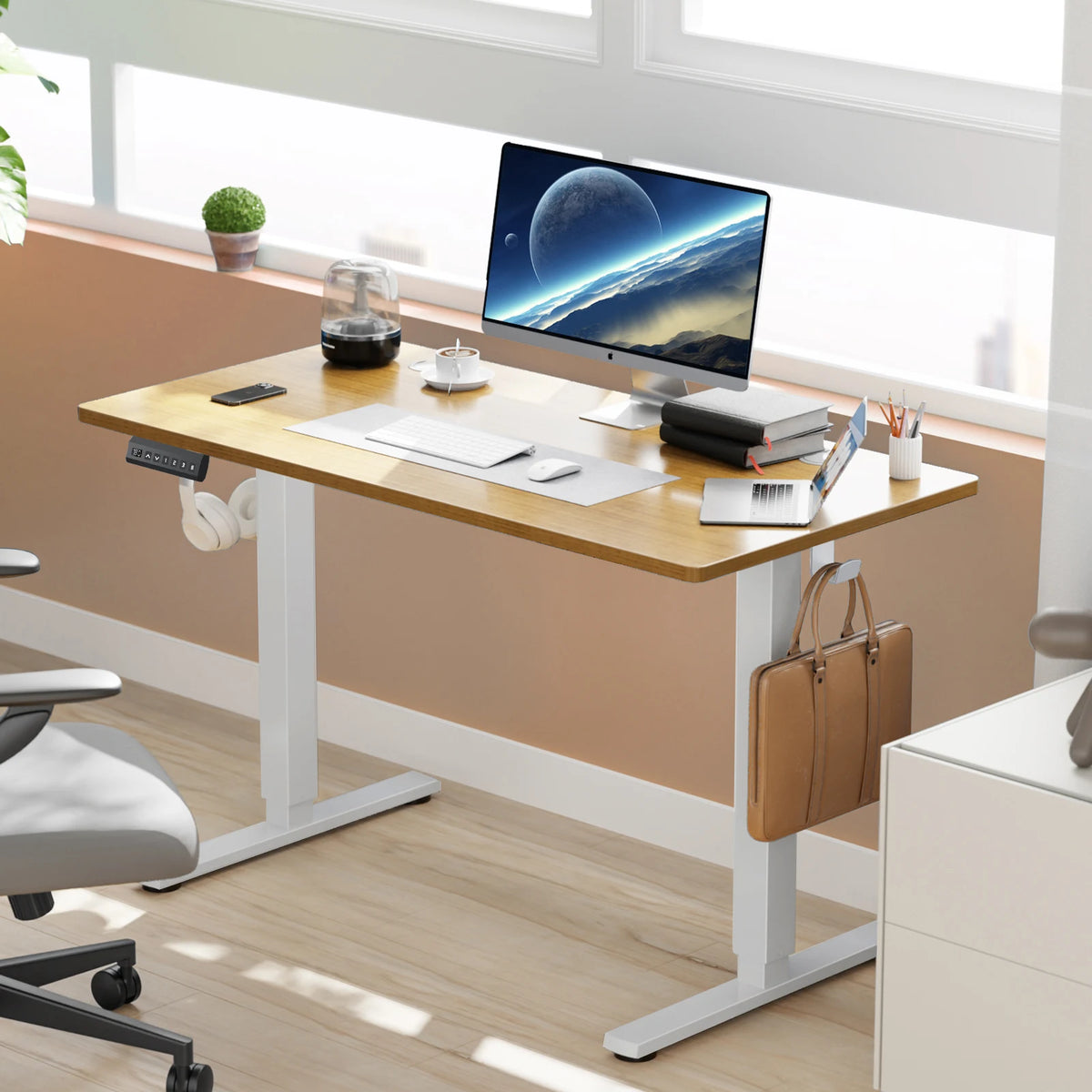 JHK Elektrischer Stehschreibtisch Höhenverstellbar 100x60 cm Steh-Sitz-Computertisch Ergonomischer Arbeitstisch