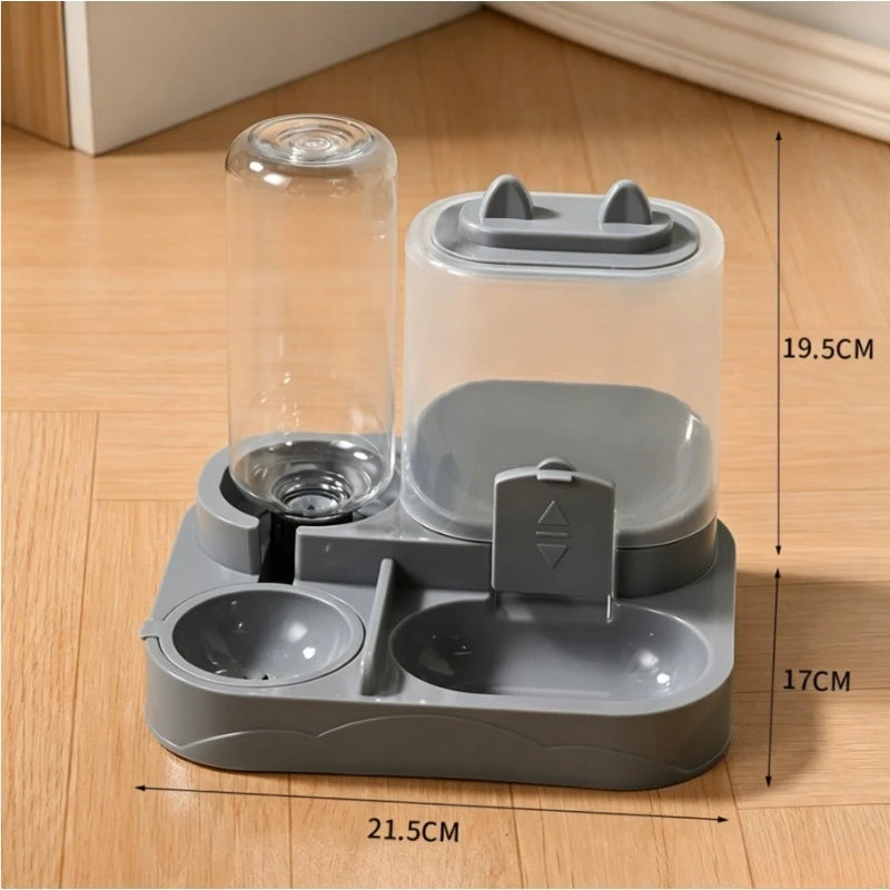 2-in-1 Großer Futter- und Wasserspender für Haustiere, Trocken-Nass-Trennung, robuster Kunststoff, transparent, keine Batterie, für Katzen, Hunde, Reisen