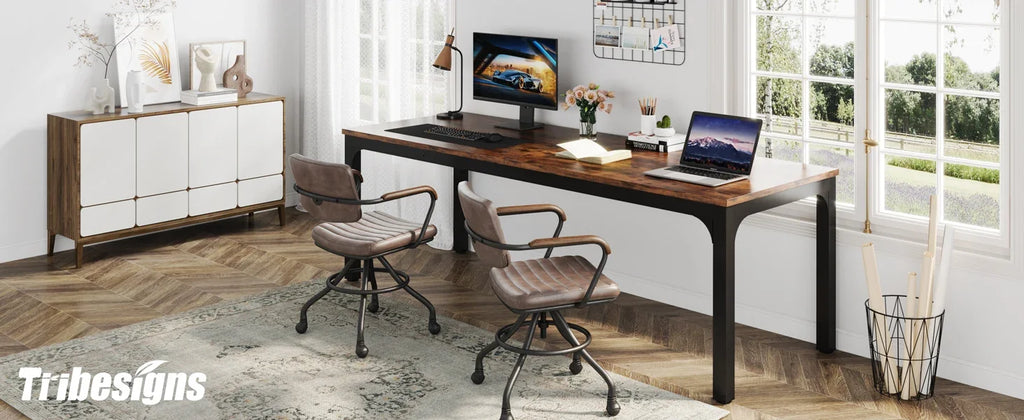 Tribesigns 78,7 Zoll extra langer Computertisch, Schreibtisch für 2 Personen, doppelter langer Schreibtisch, Workstation für Home Office