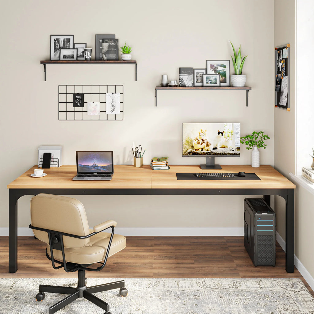 Tribesigns 78,7 Zoll extra langer Computertisch, Schreibtisch für 2 Personen, doppelter langer Schreibtisch, Workstation für Home Office