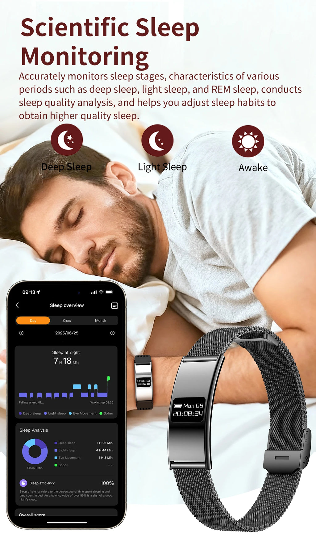LIGE Bracelet Ultra-mince Sport Fitness Tracker Santé Smart Bracelet Podomètre Moniteur de Fréquence Cardiaque Montre Intelligente Rappel d'Appel