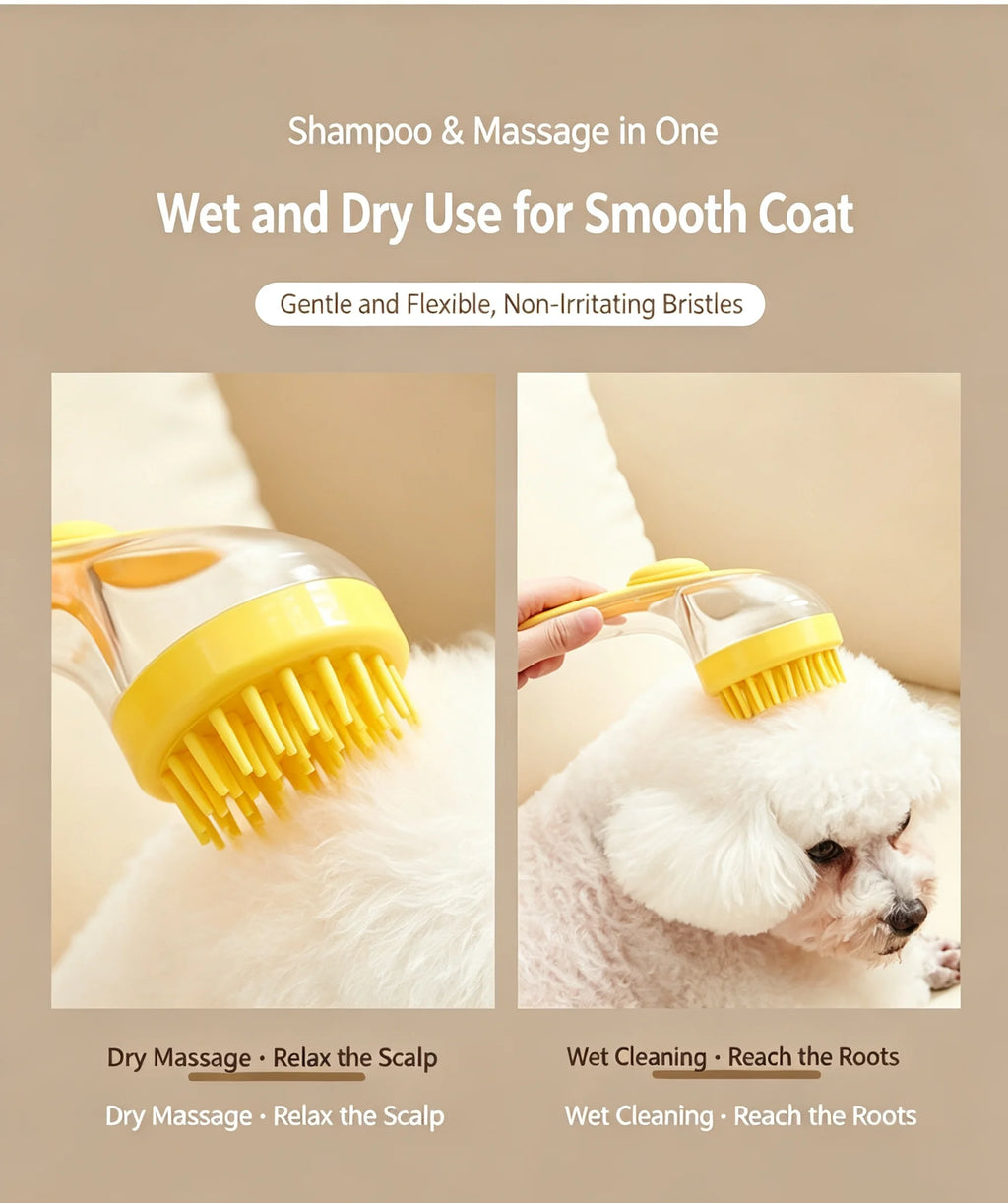 Pet-Badbürste für Hunde Katzen Flüssigkeitszufuhr Massage Shampoo-Bürste Tierhaare Waschen Schrubben Fellpflege Kopfmassagekamm Kleine Werkzeuge