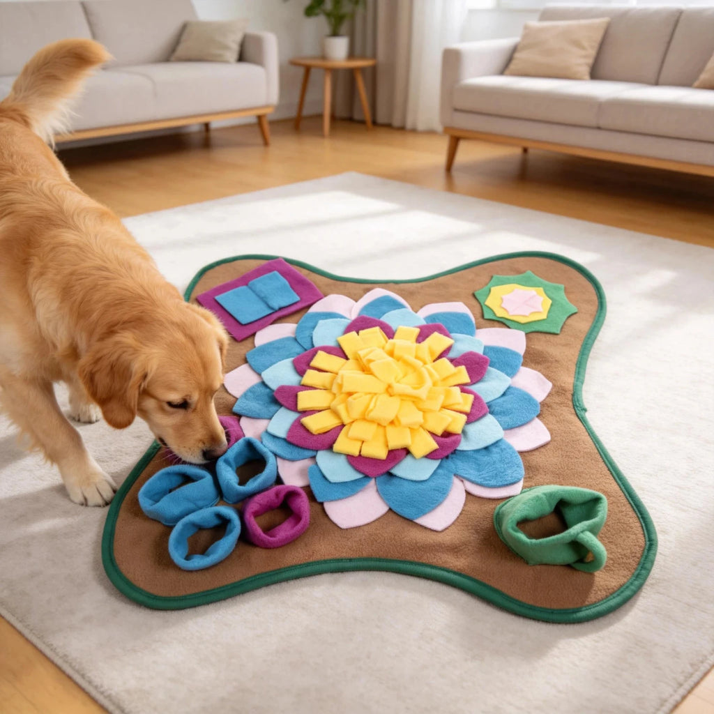 Pet Snuffle Mat for Dogs Cats, Interactive Foraging Feeding Mat, Non‑Slip Colorful Flower Shape Nosework Training Toy, Stress Re (Copy)