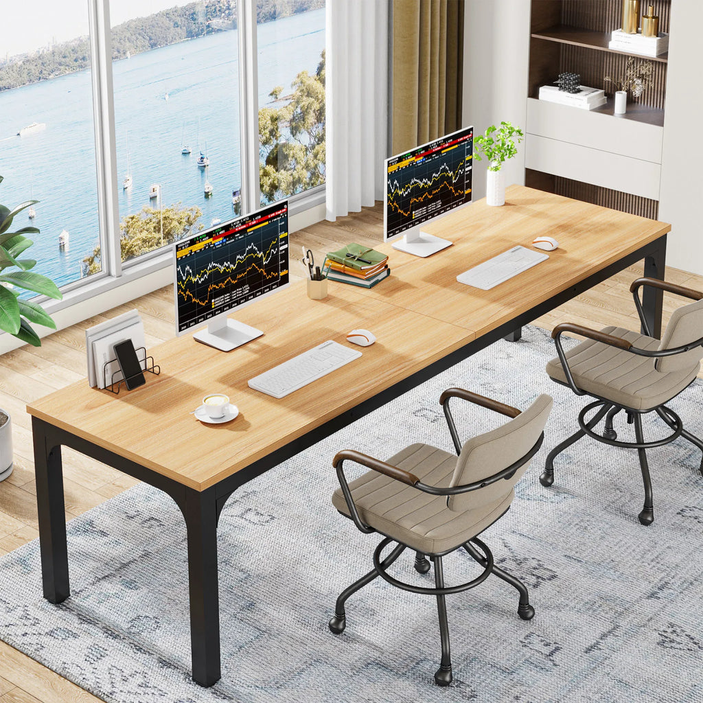 Tribesigns 78,7 Zoll extra langer Computertisch, Schreibtisch für 2 Personen, doppelter langer Schreibtisch, Workstation für Home Office