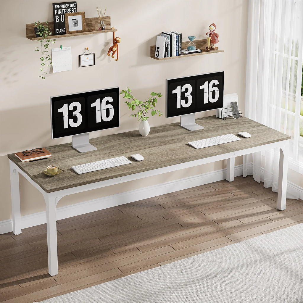 Tribesigns 78,7 Zoll extra langer Computertisch, Schreibtisch für 2 Personen, doppelter langer Schreibtisch, Workstation für Home Office