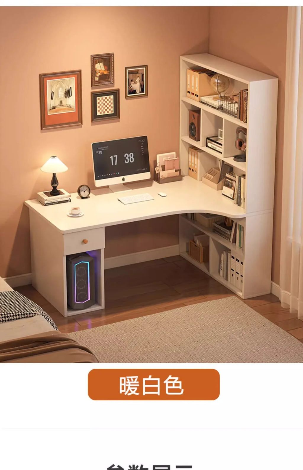 Large Computer Desk Bookshelf Corner Desks Home Desktop Computer Table L-shaped Long Writing Desks Double E-sports Gaming Table
