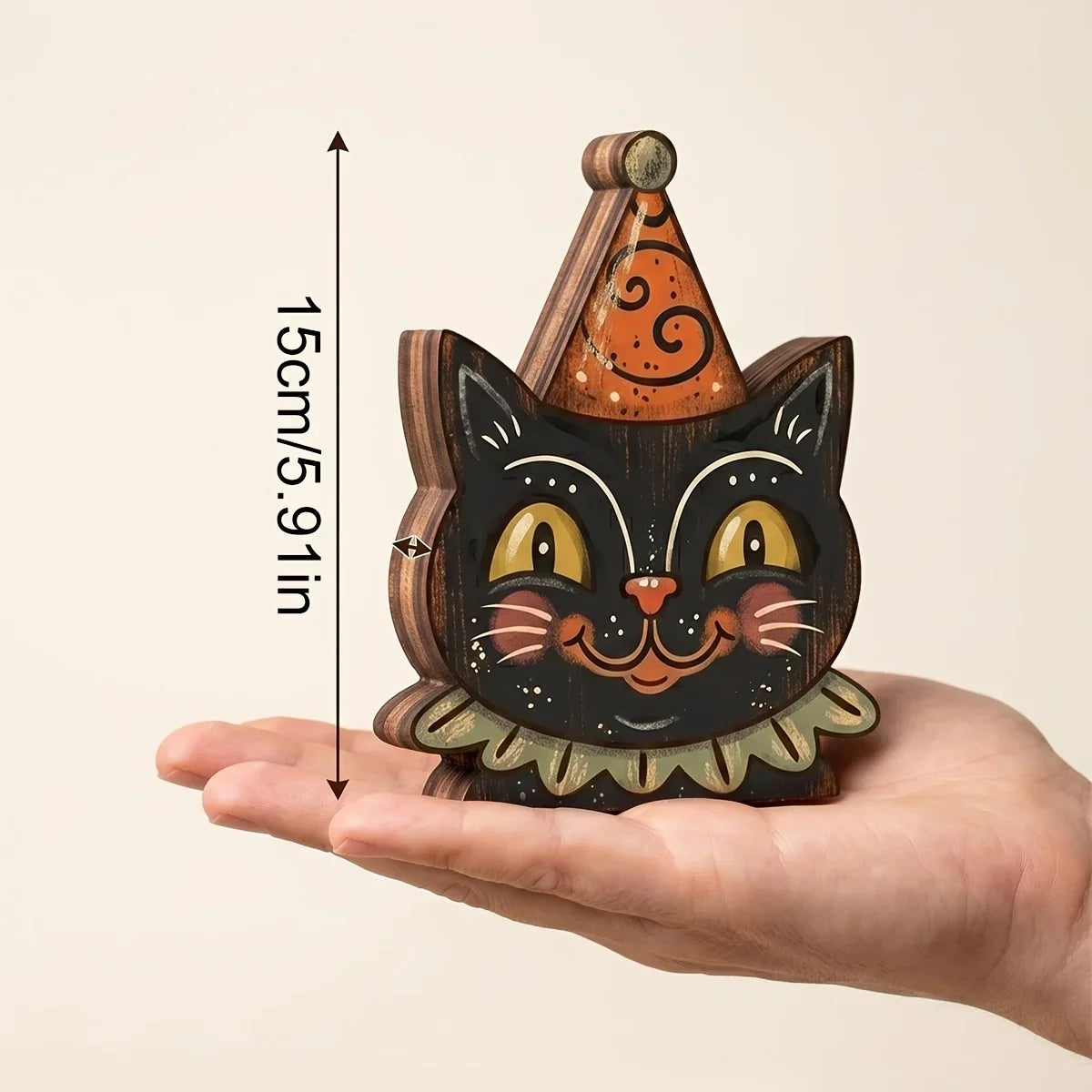 Décoration d'Halloween intérieure, bloc en bois rétro pour décoration d'étagère, mignon fantôme, citrouille, chat noir, squelette, hibou sorcière, cadeau de pendaison de crémaillère