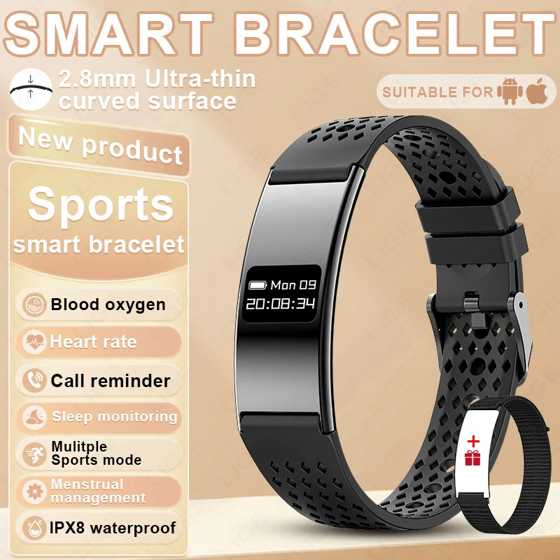 LIGE Bracelet Ultra-mince Sport Fitness Tracker Santé Smart Bracelet Podomètre Moniteur de Fréquence Cardiaque Montre Intelligente Rappel d'Appel