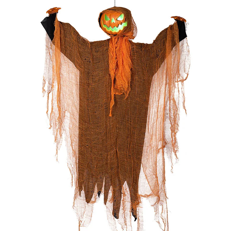 Halloween Dekoration Leuchtender Dämon Kürbis Vogelscheuche Hängende Ornamente Gedrehter Kopf Kürbis Halloween Horror Heimdekoration Garten