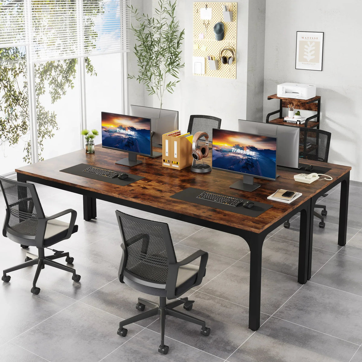 Tribesigns 78,7 Zoll extra langer Computertisch, Schreibtisch für 2 Personen, doppelter langer Schreibtisch, Workstation für Home Office