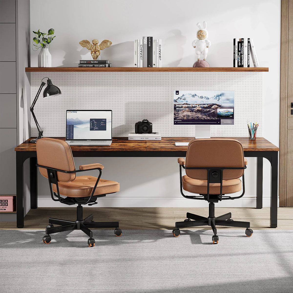 Tribesigns 78,7 Zoll extra langer Computertisch, Schreibtisch für 2 Personen, doppelter langer Schreibtisch, Workstation für Home Office
