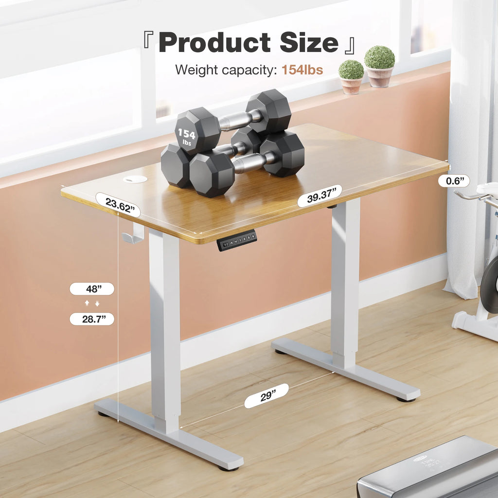 JHK Elektrischer Stehschreibtisch Höhenverstellbar 100x60 cm Steh-Sitz-Computertisch Ergonomischer Arbeitstisch
