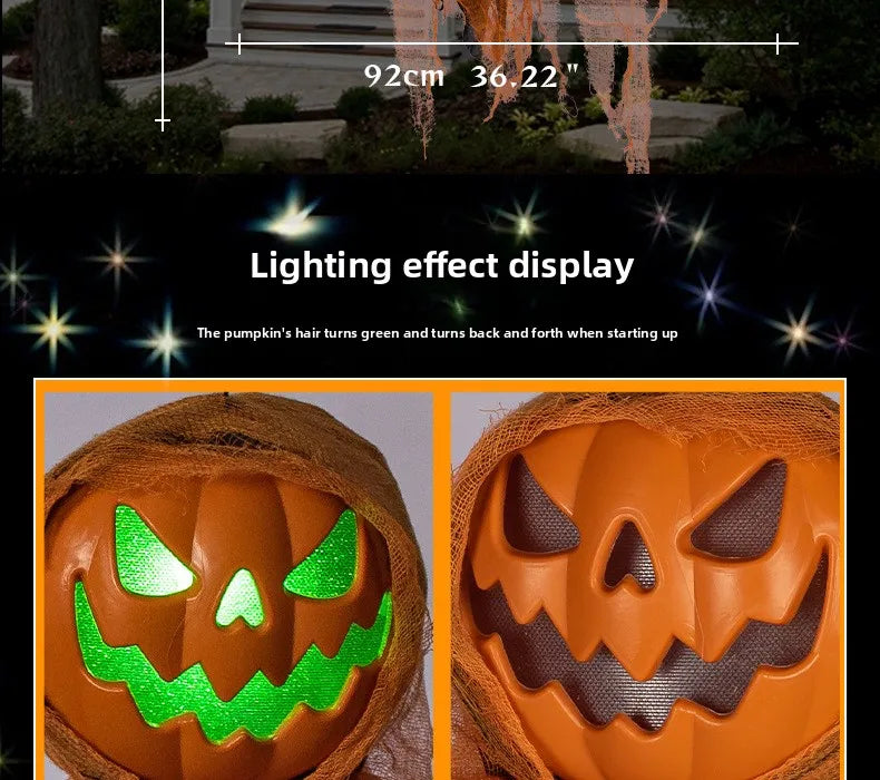Halloween Dekoration Leuchtender Dämon Kürbis Vogelscheuche Hängende Ornamente Gedrehter Kopf Kürbis Halloween Horror Heimdekoration Garten