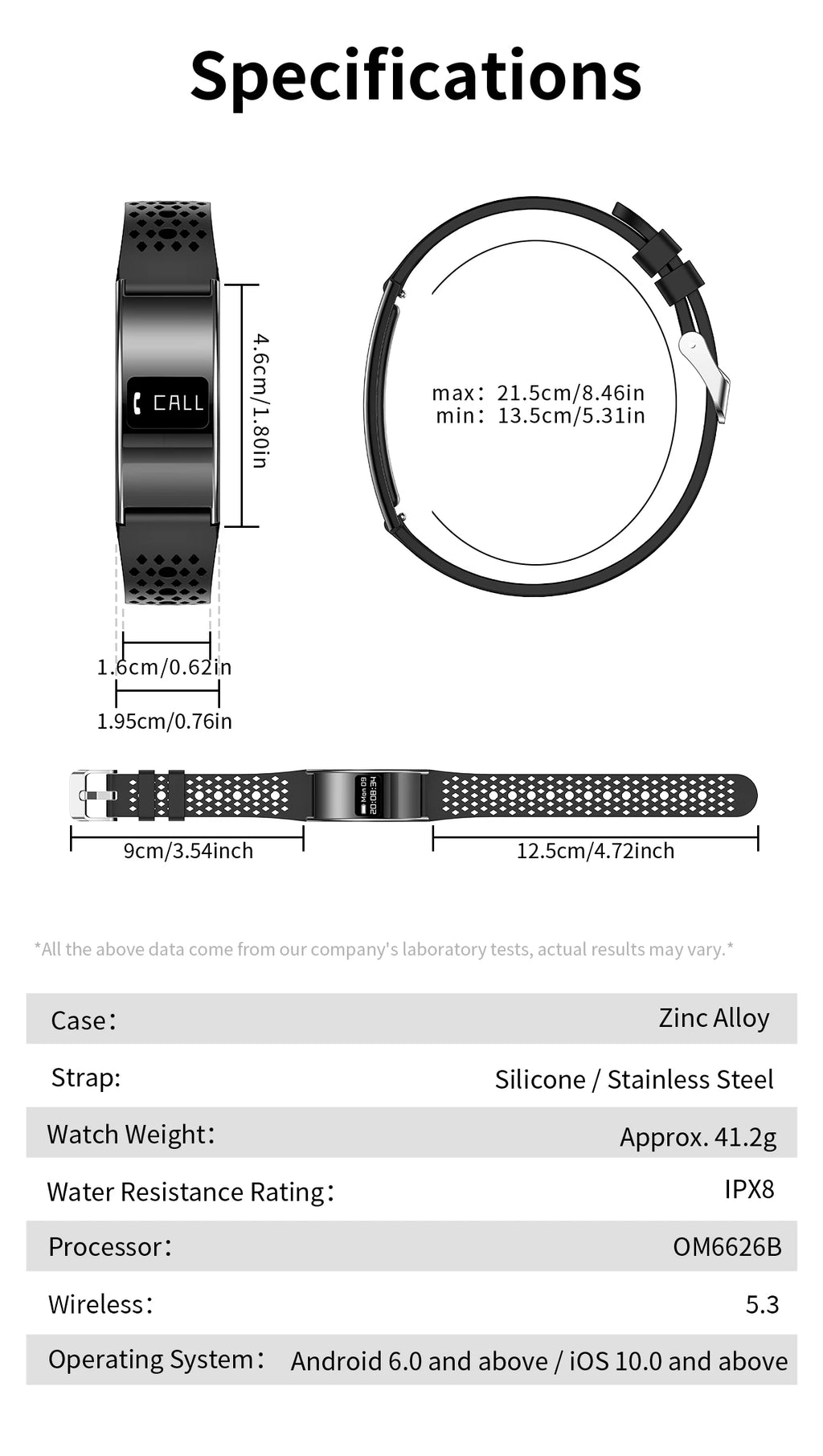 LIGE Bracelet Ultra-mince Sport Fitness Tracker Santé Smart Bracelet Podomètre Moniteur de Fréquence Cardiaque Montre Intelligente Rappel d'Appel