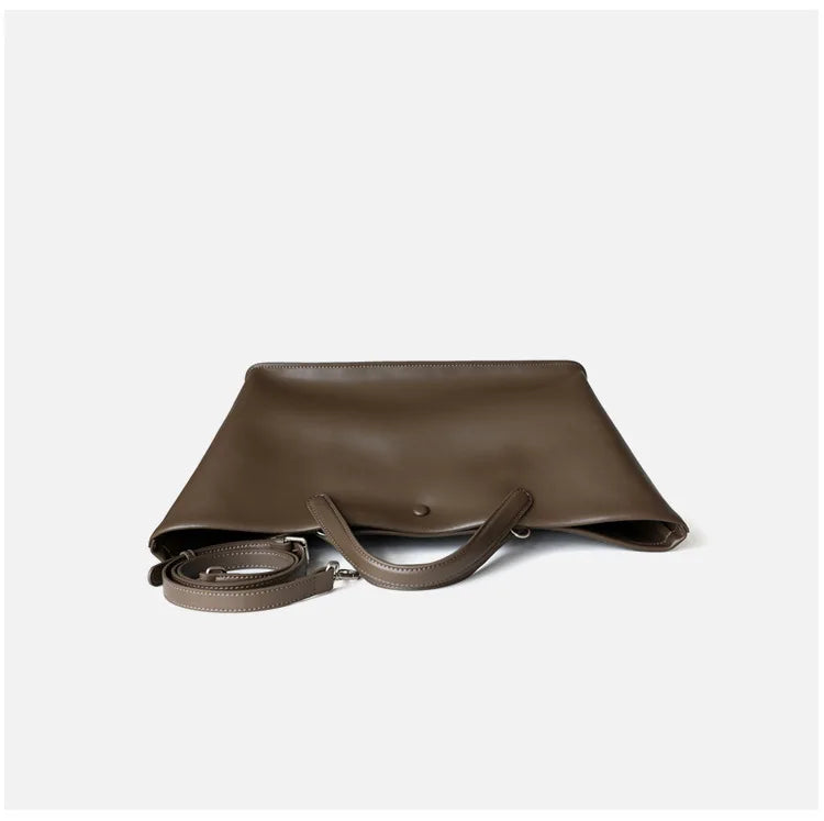 2026 New Summer Genuine Leather Casual Totes High Quality Women Shoulder Crossbody Bags Ladies Large Commute Handbags Coffee