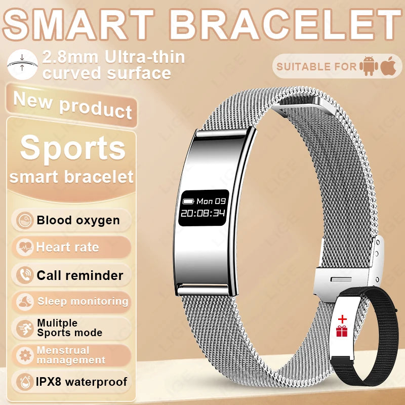 LIGE Bracelet Ultra-mince Sport Fitness Tracker Santé Smart Bracelet Podomètre Moniteur de Fréquence Cardiaque Montre Intelligente Rappel d'Appel